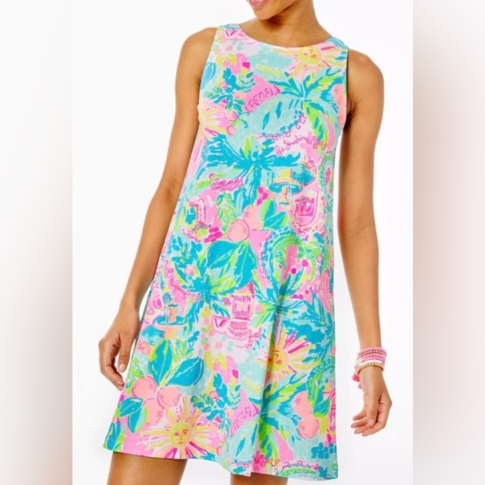 Lilly Pulitzer Dress In Sunshine State Of Mind Florida Theme Pima Cotton XL Peru